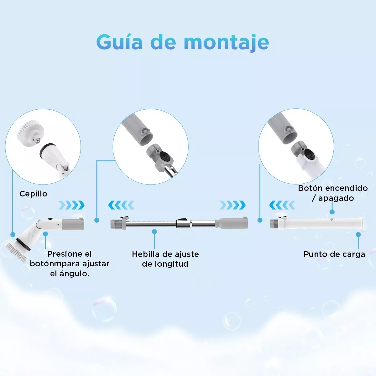 Foto 6 pulgar | Cepillo Limpiador De Baño, Eléctrico Inalámbrico Giratorio Eo Safe Imports Esi-13625 Blanco