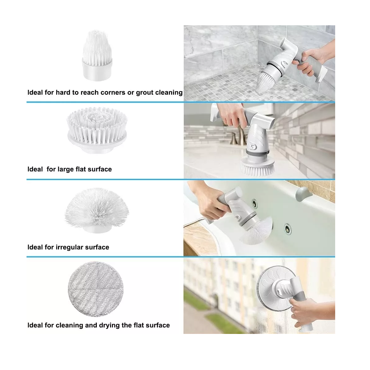 Foto 4 pulgar | Cepillo Eléctrico De Limpieza Recargable Para Baño Y Cocina Eo Safe Imports Esi-14369 Blanco