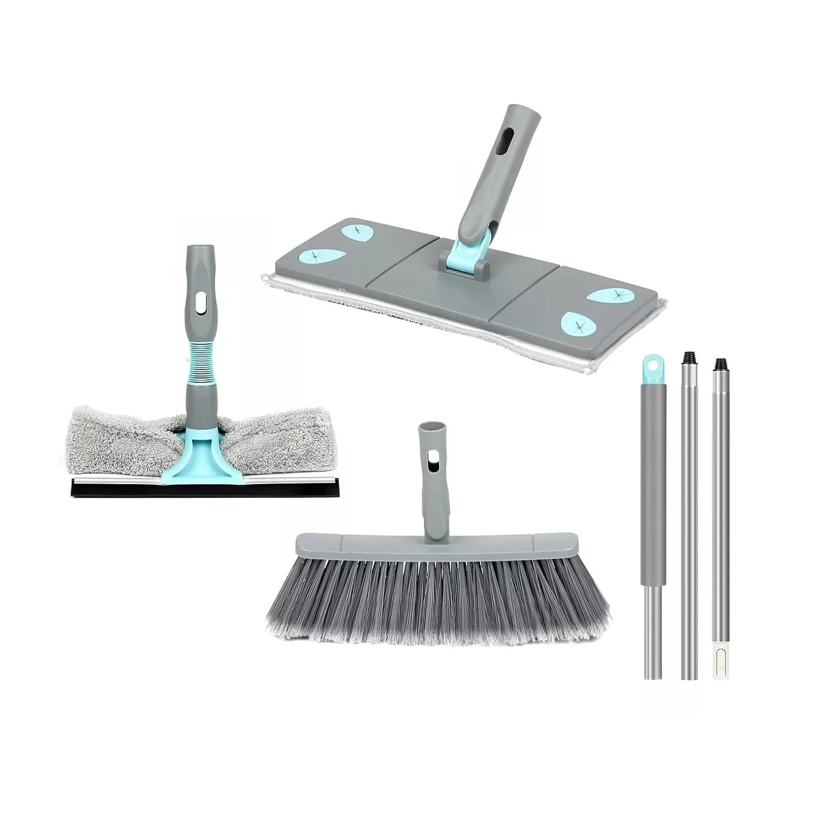 3in1 Kit Limpiador Ventana+ Escoba Lavado+ Mopa Reemplazable Eo Safe Imports Esi-15454 Gris $808