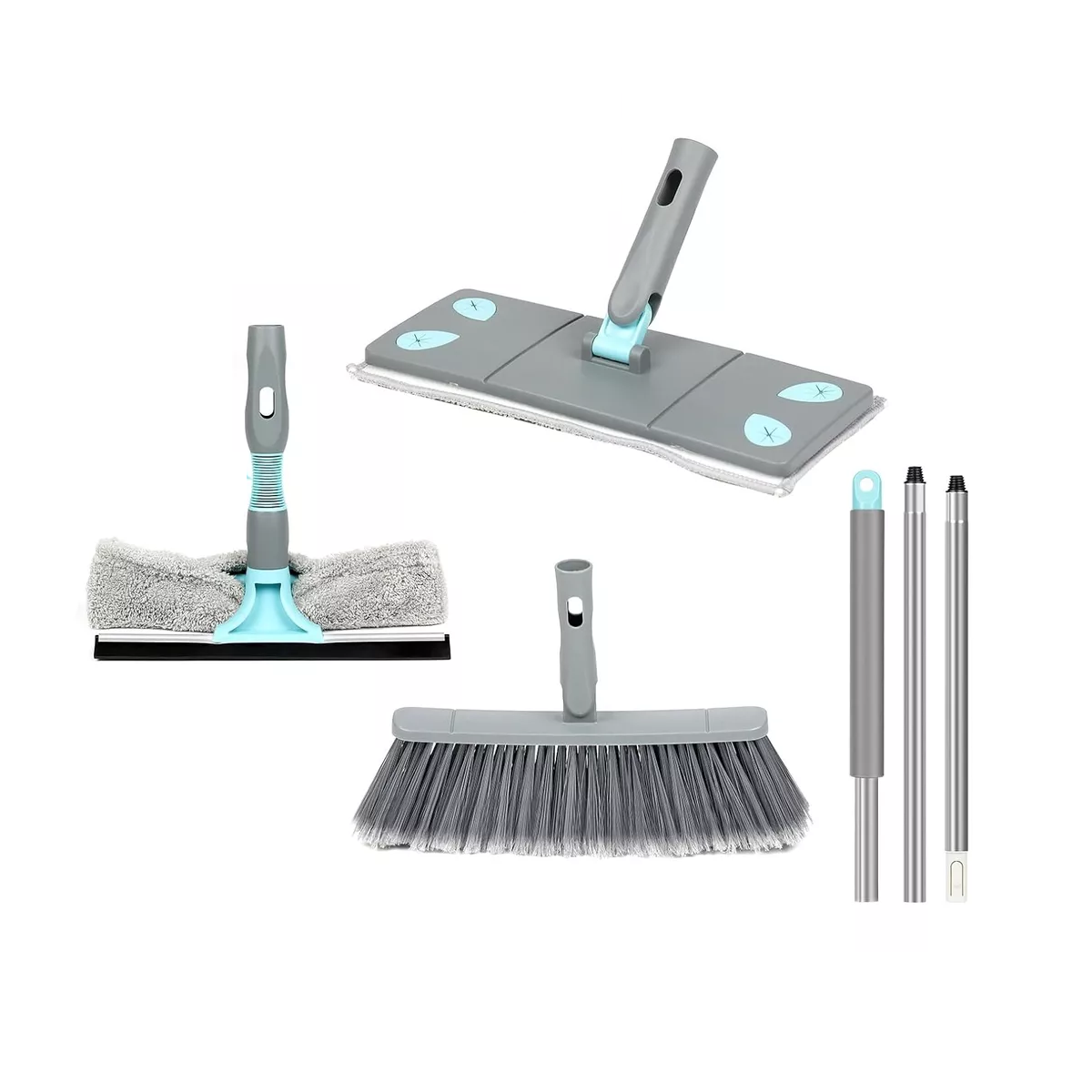 Foto 2 pulgar | 3in1 Kit Limpiador Ventana+ Escoba Lavado+ Mopa Reemplazable Eo Safe Imports Esi-15454 Gris