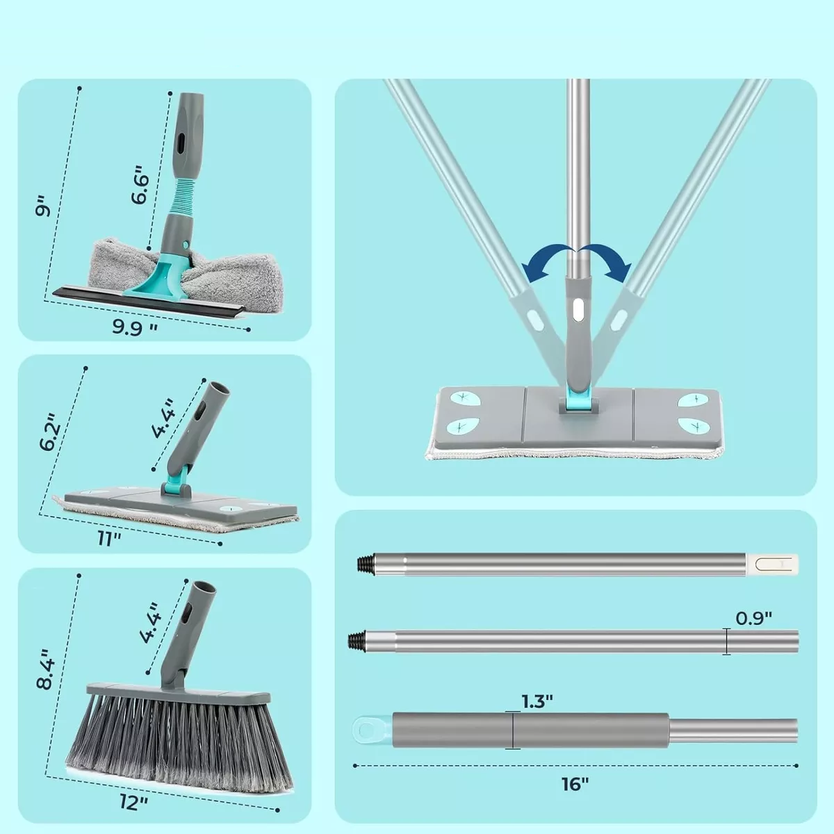 Foto 4 pulgar | 3in1 Kit Limpiador Ventana+ Escoba Lavado+ Mopa Reemplazable Eo Safe Imports Esi-15454 Gris