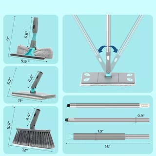 Foto 3 | 3in1 Kit Limpiador Ventana+ Escoba Lavado+ Mopa Reemplazable Eo Safe Imports Esi-15454 Gris