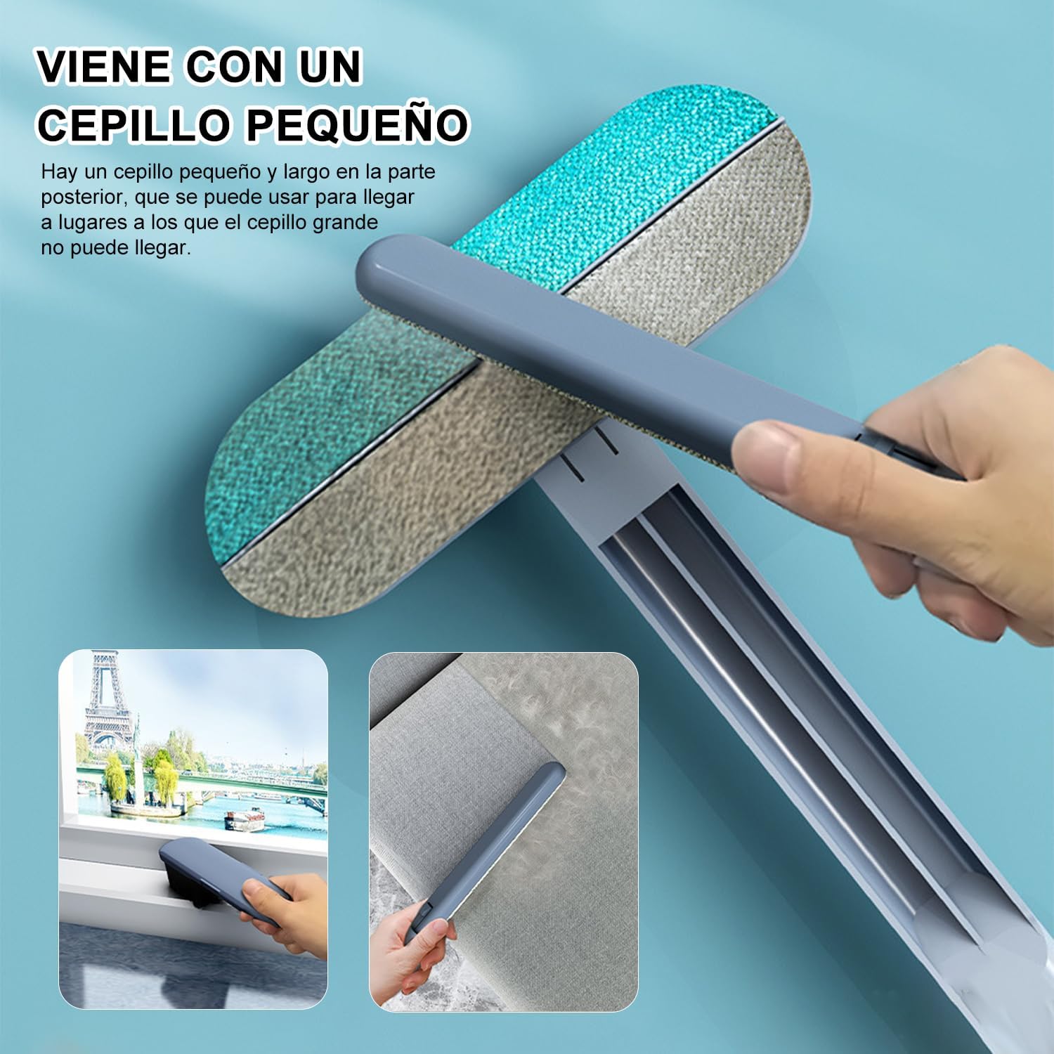 Foto 3 pulgar | Limpiador De Ventanas Y Azulejos Con Mango Extensible – Herramienta De Doble Cara Para Cristales, Vidrios Y Super
