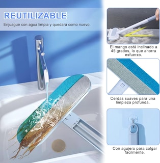 Foto 4 | Limpiador De Ventanas Y Azulejos Con Mango Extensible – Herramienta De Doble Cara Para Cristales, Vidrios Y Super