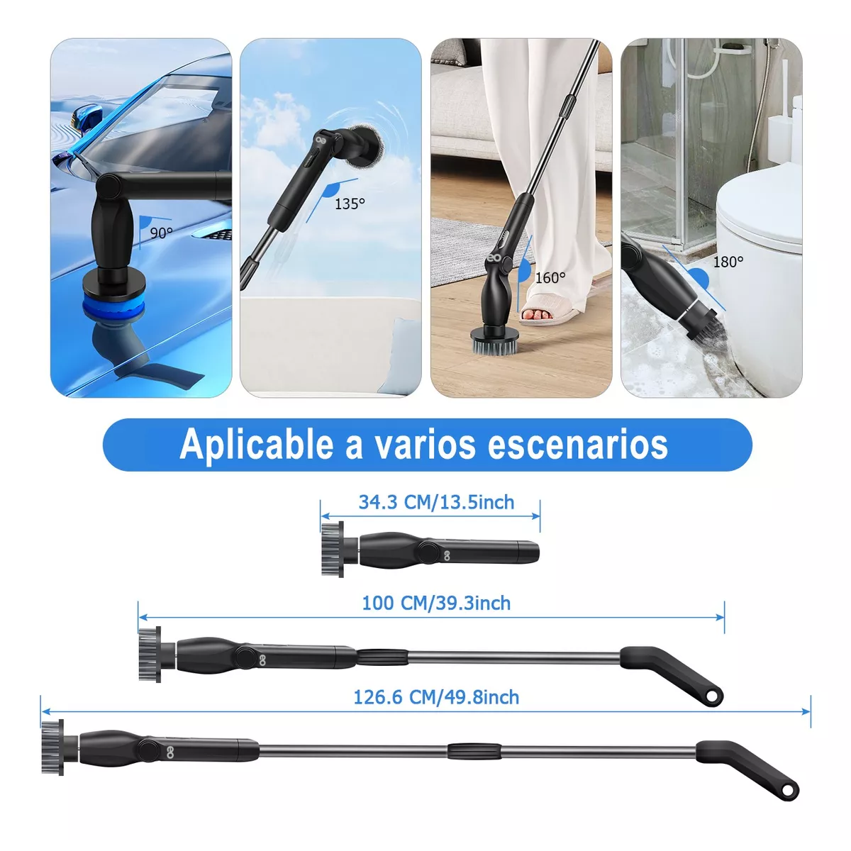 Foto 3 | Cepillo De Limpieza Eléctrico Para Baño Y Cocina Recargable Eo Safe Imports Esi-14367-1 Negro
