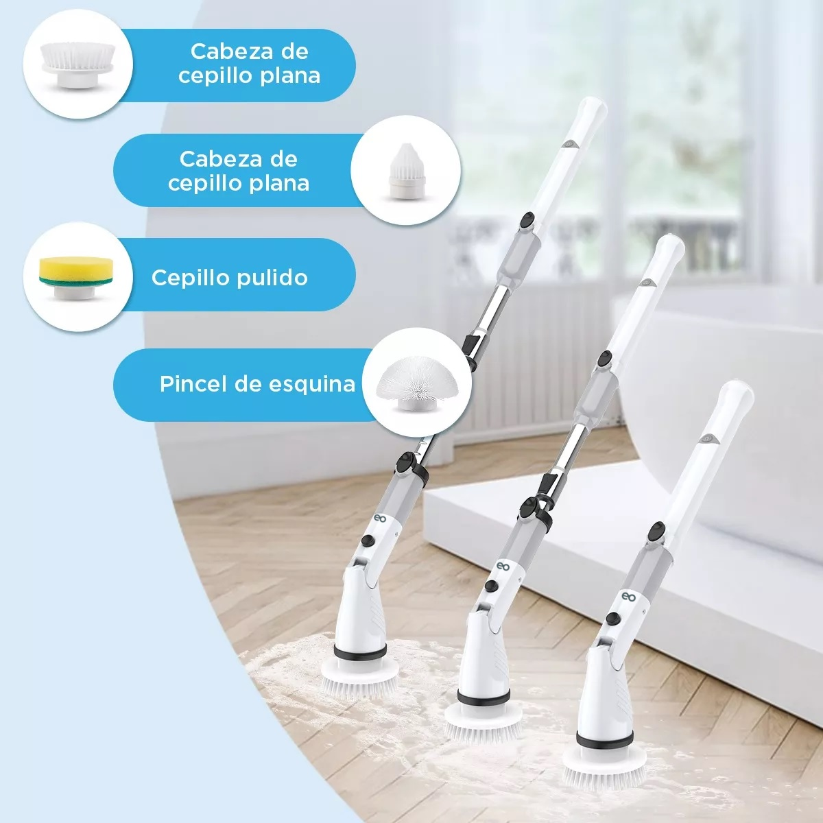 Foto 3 | Cepillo Limpiador De Baño, Eléctrico Inalámbrico Giratorio Eo Safe Imports Esi-13625-1 Blanco