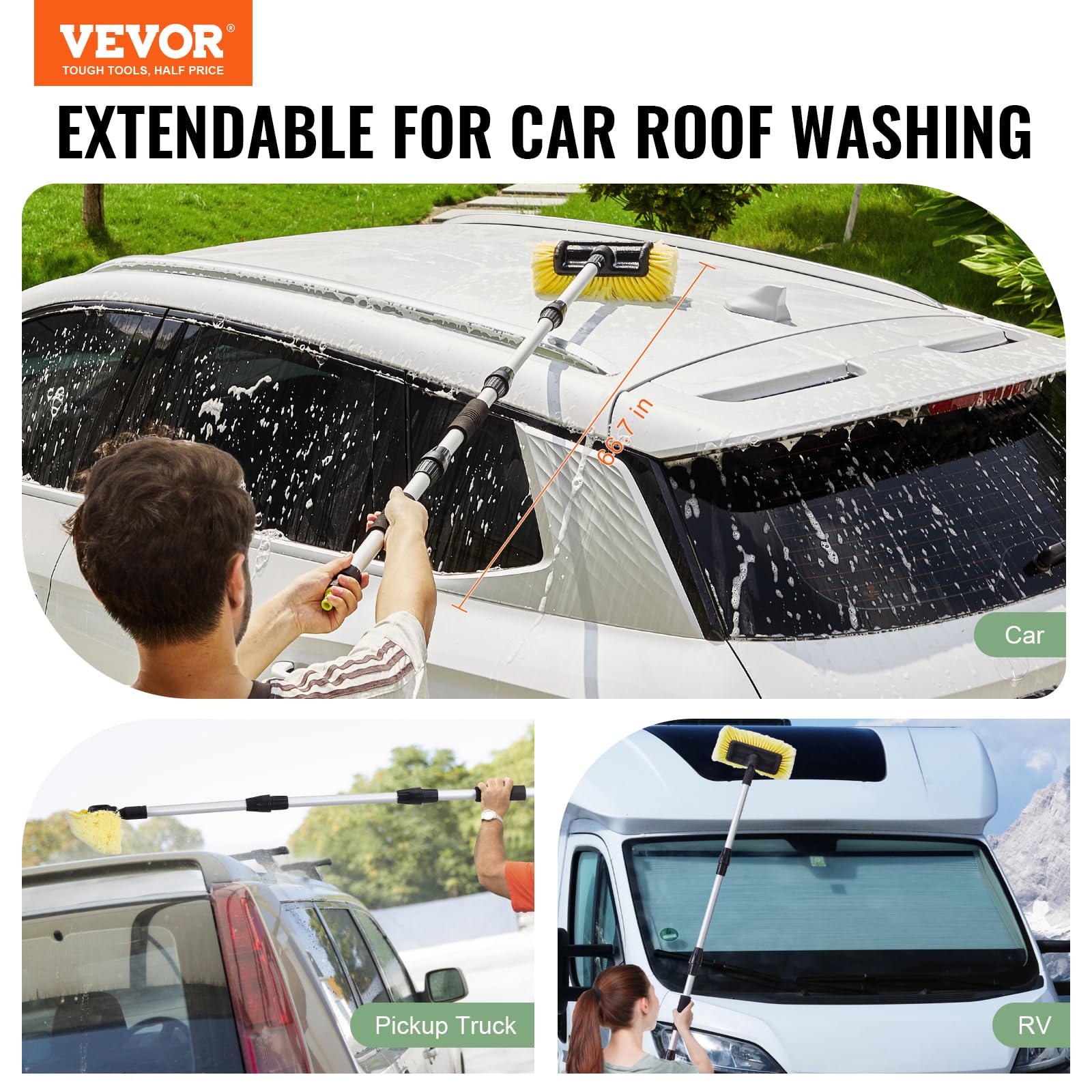 Foto 2 | Cepillo Para Lavado De Coches Vevor, 170 Cm, Extensible Con Mango Largo De Pvc - Venta Internacional.