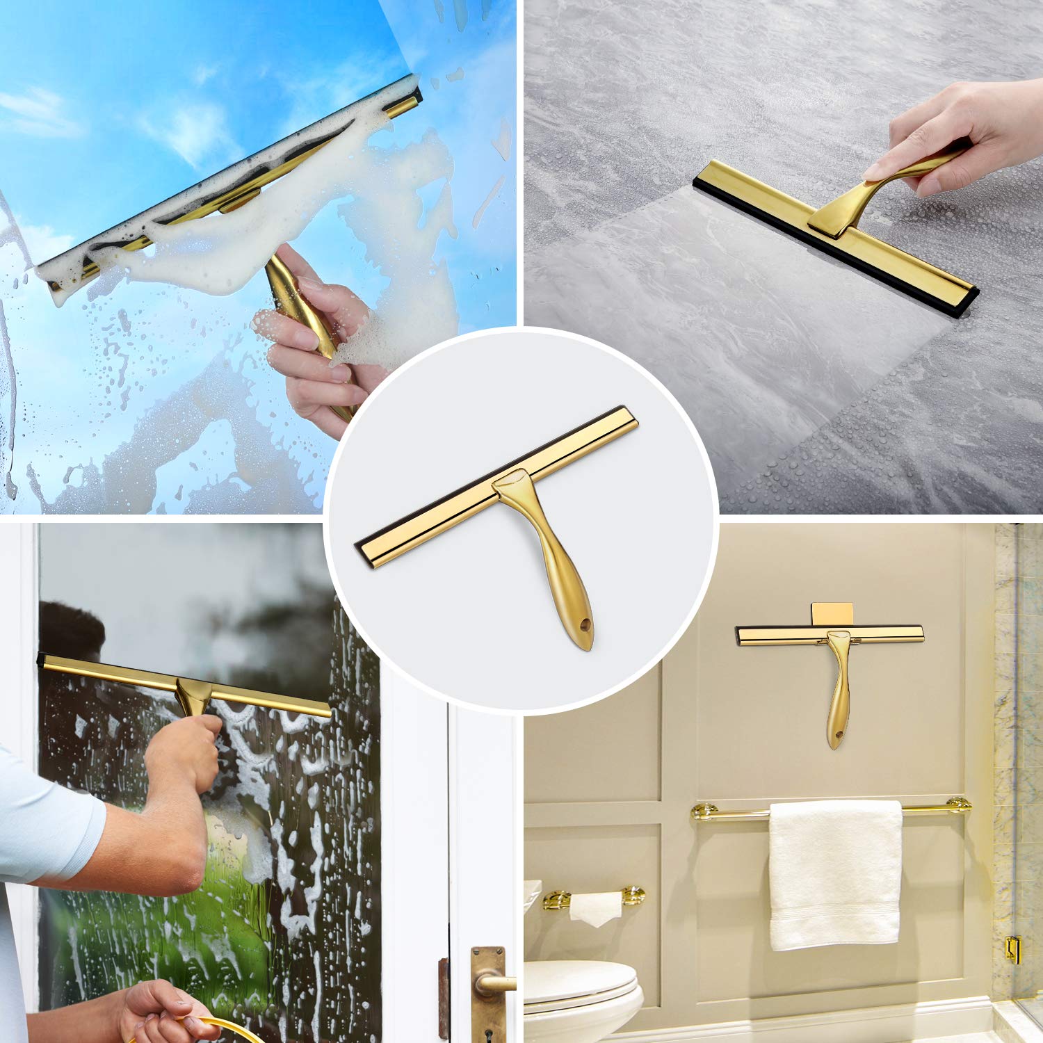 Foto 7 | Espátula De Ducha Hiware Multiusos De 25 Cm, Latón Y Acero Inoxidable - Venta Internacional.