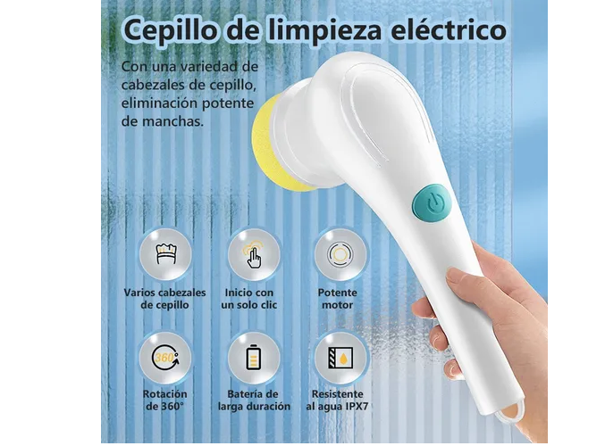 Foto 3 pulgar | Xtellar Cepillo Eléctrico De Limpieza Profunda Para Baño Con 9 Cabezales Intercambiables
