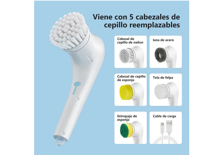 Foto 4 pulgar | Xtellar Cepillo Eléctrico De Limpieza Profunda Para Baño Con 9 Cabezales Intercambiables