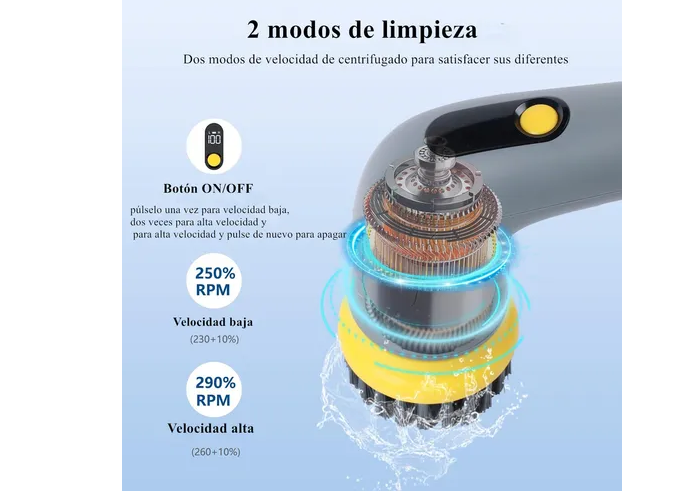 Foto 3 pulgar | Xtellar Cepillo De Limpieza De Baño Avanzado  Inalámbrico Y Eléctrico En Color Gris Elegante