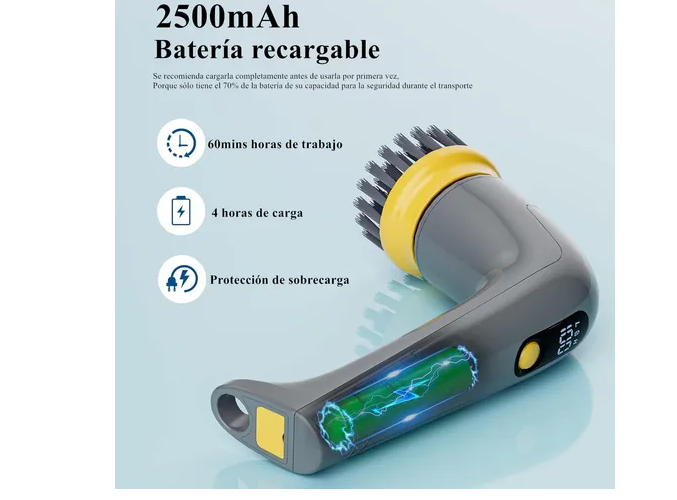 Foto 4 pulgar | Xtellar Cepillo De Limpieza De Baño Avanzado  Inalámbrico Y Eléctrico En Color Gris Elegante