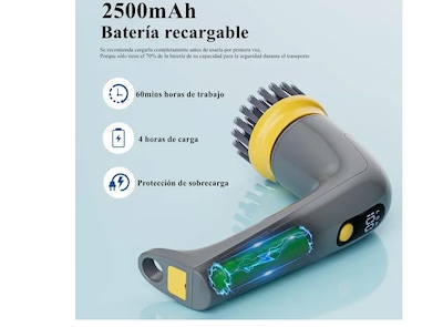 Foto 3 | Xtellar Cepillo De Limpieza De Baño Avanzado Inalámbrico Y Eléctrico En Color Gris Elegante