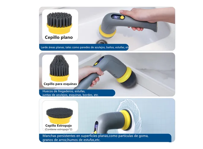 Foto 5 pulgar | Xtellar Cepillo De Limpieza De Baño Avanzado  Inalámbrico Y Eléctrico En Color Gris Elegante