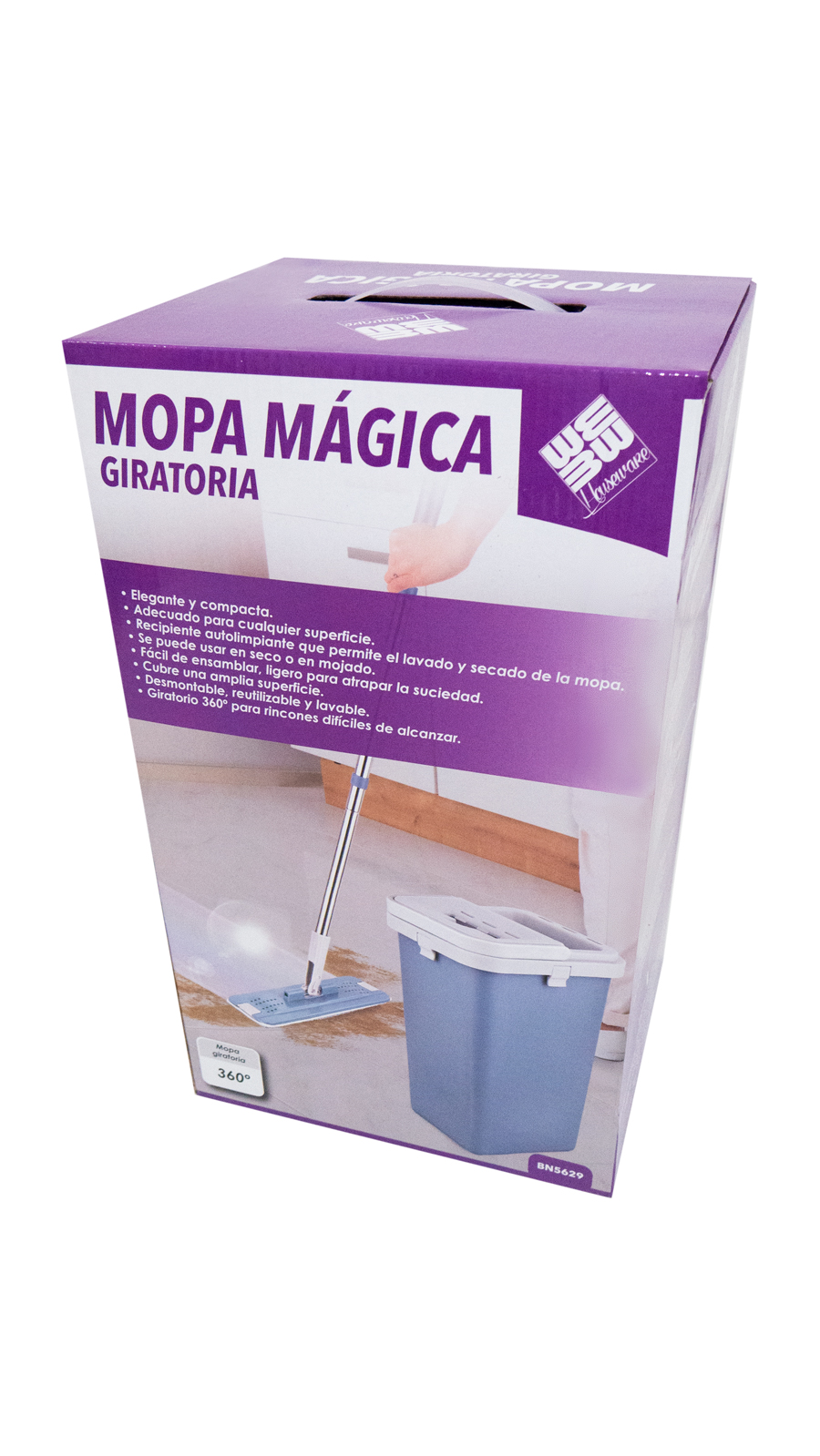 Foto 4 pulgar | Cubeta Flatmop Homehacks con Trapeador 2 Mopas Lava Exprime Sin Mojar