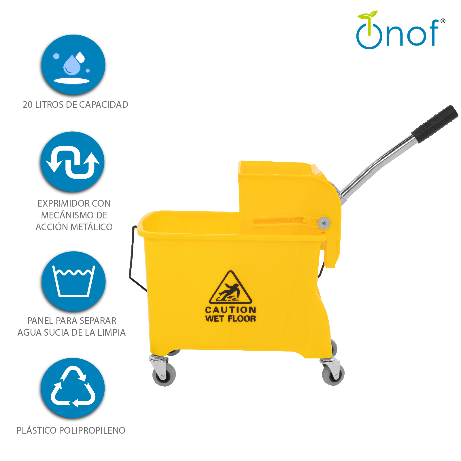 Foto 5 | Cubeta Exprimidora Onof Cue-001 Capacidad 20l color Amarillo