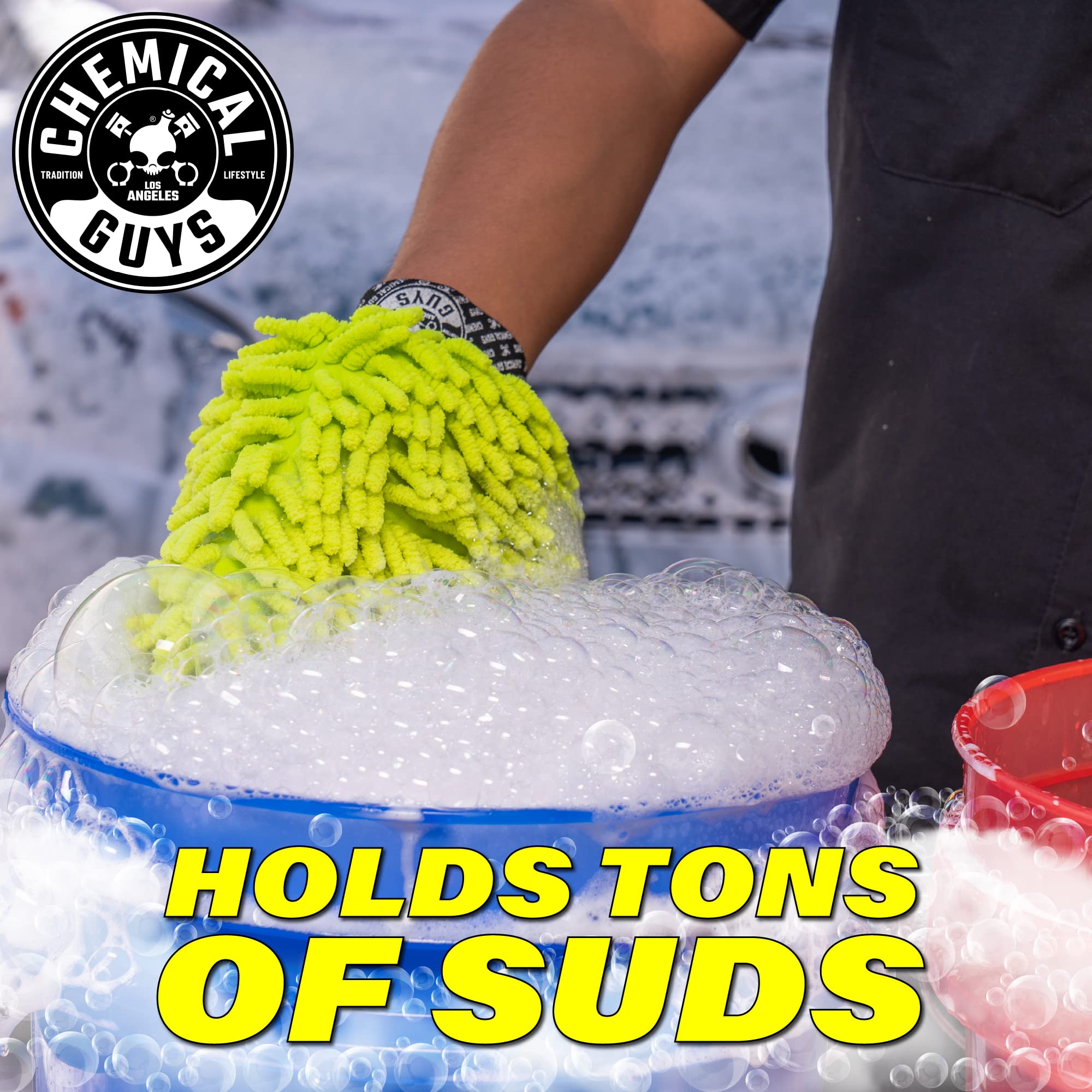 Foto 8 pulgar | Microfibra Wash Mitt Chemical Guys Chenille Premium, Color Verde Lima - Venta Internacional.