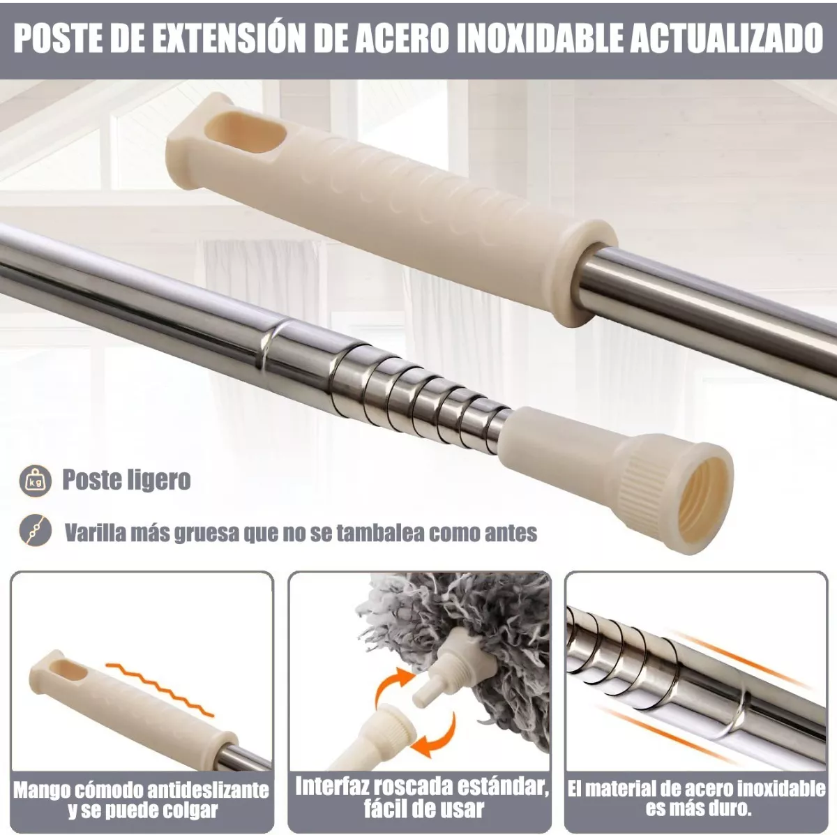 Foto 5 pulgar | Plumero de Microfibra Retráctil para Limpieza de Techo Eo Safe Imports Esi-10730 Gris