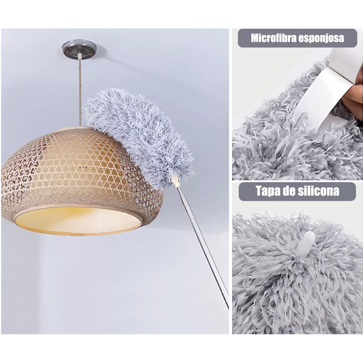 Foto 4 pulgar | Plumero de Microfibra Retráctil Eo Safe Imports Gris para Limpieza de Techo