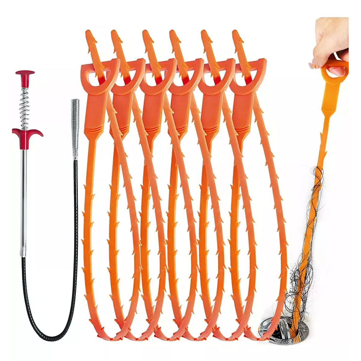 Foto 3 pulgar | Destapa Tuberias Y Cañerias Pinza Con Gancho Retráctil ,7pcs  Eo Safe Imports Esi-15043 Naranja