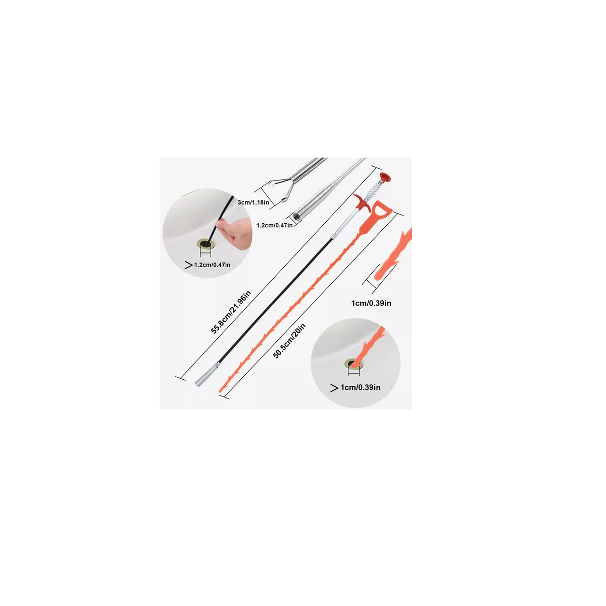 Foto 4 pulgar | Destapa Tuberias Y Cañerias Pinza Con Gancho Retráctil ,7pcs  Eo Safe Imports Esi-15043 Naranja