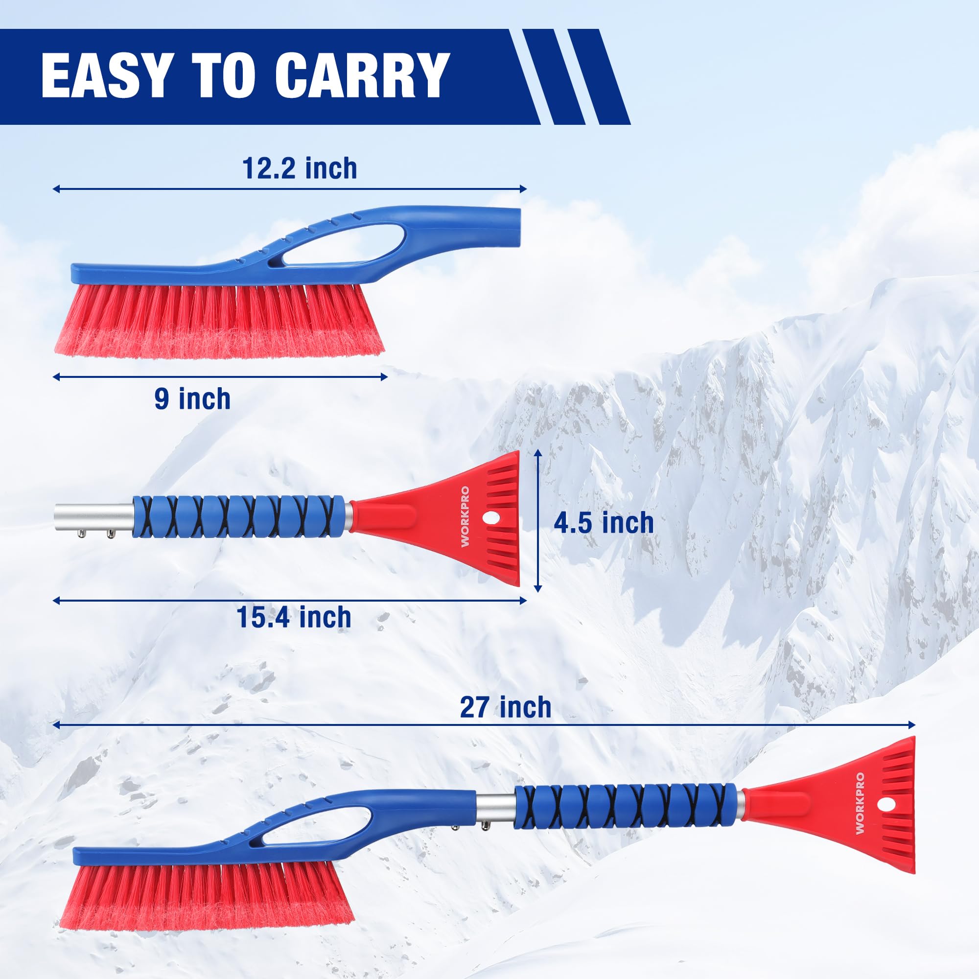 Foto 7 pulgar | Cepillo De Nieve Y Raspador De Hielo Workpro 27 Para Parabrisas De Coche - Venta Internacional.
