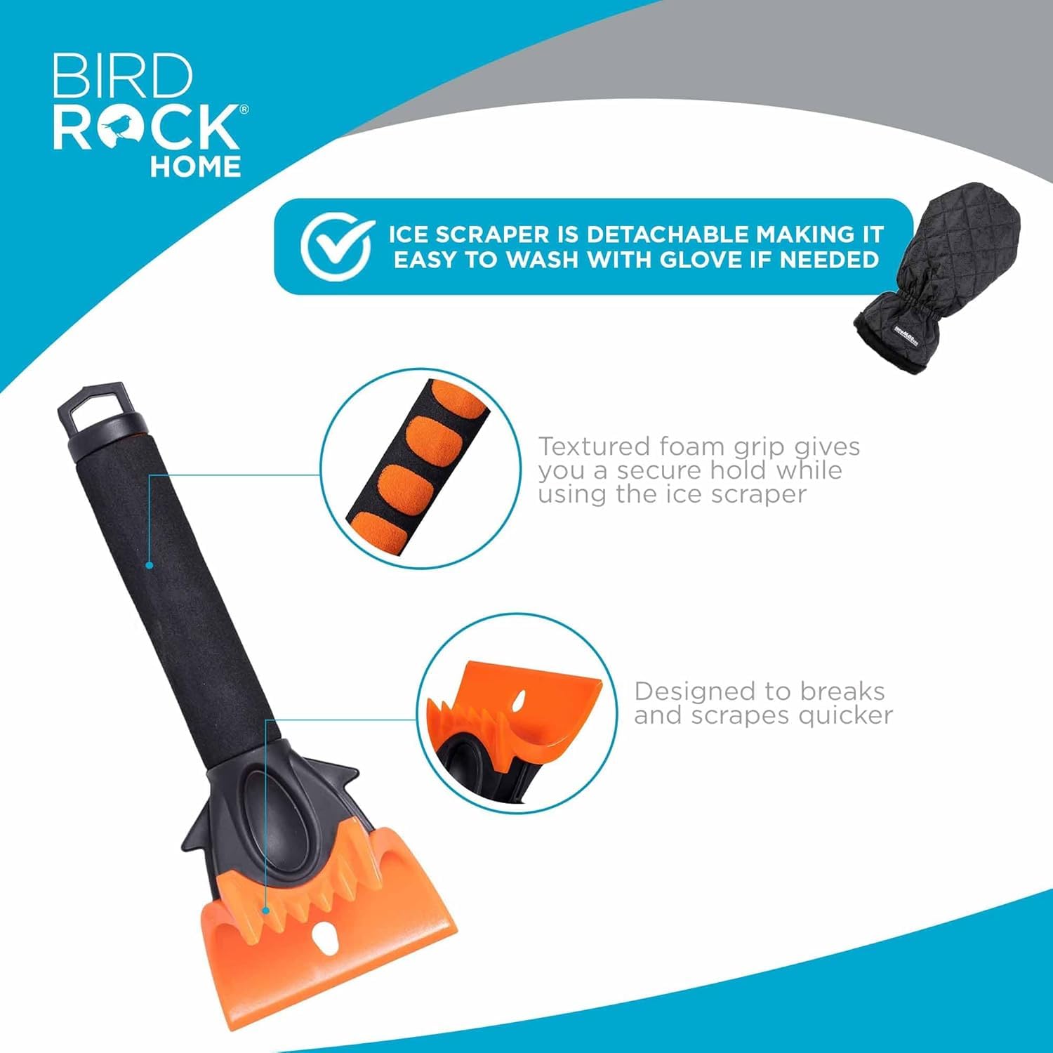 Foto 8 pulgar | Cepillo Para Nieve Birdrock Home, Extensible, 55 Cm, Con Guante Raspador De Hielo - Venta Internacional.