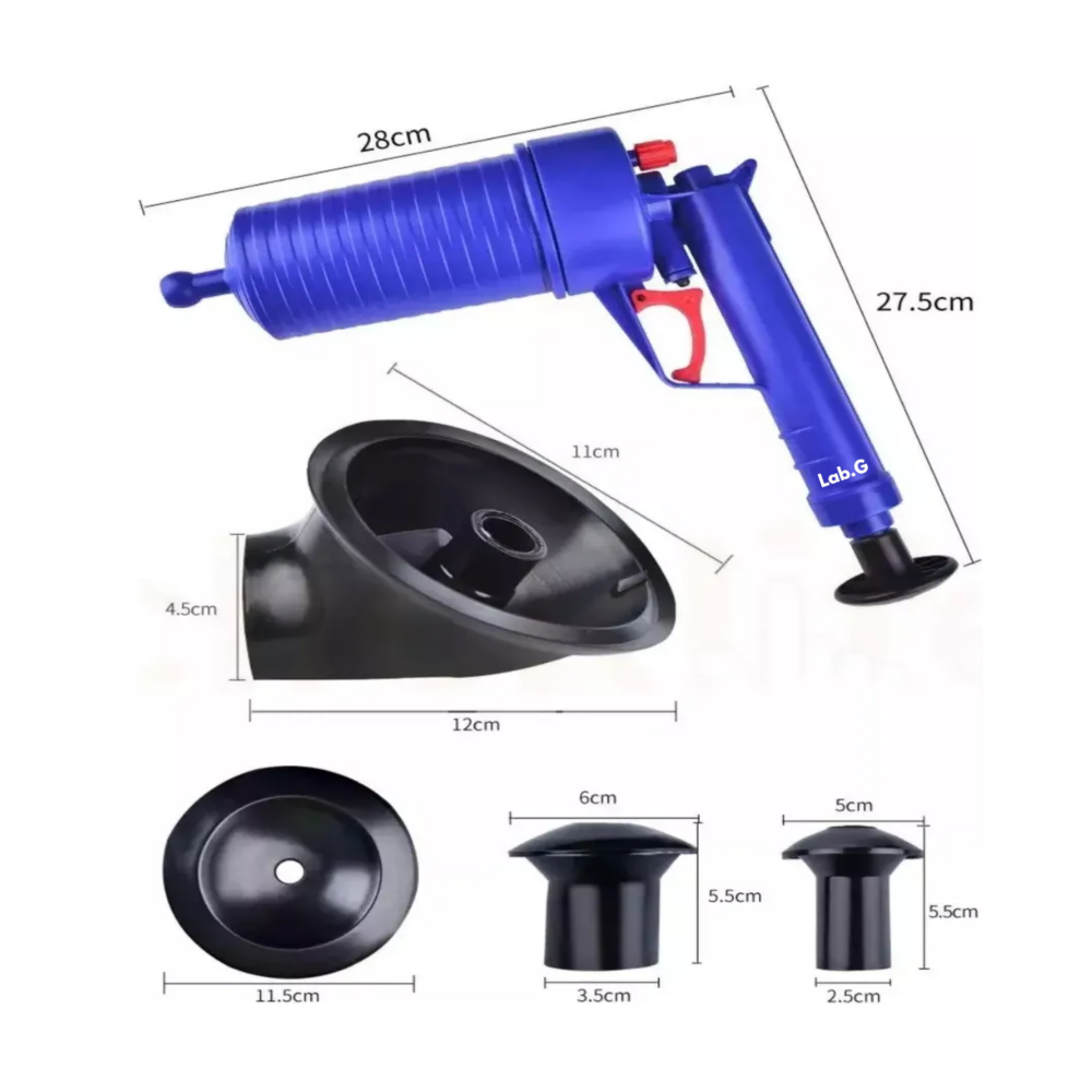 Foto 4 pulgar | Para Baño Practico Pistola Destapa Caños De Aire Comprimido Lab.g, Azul