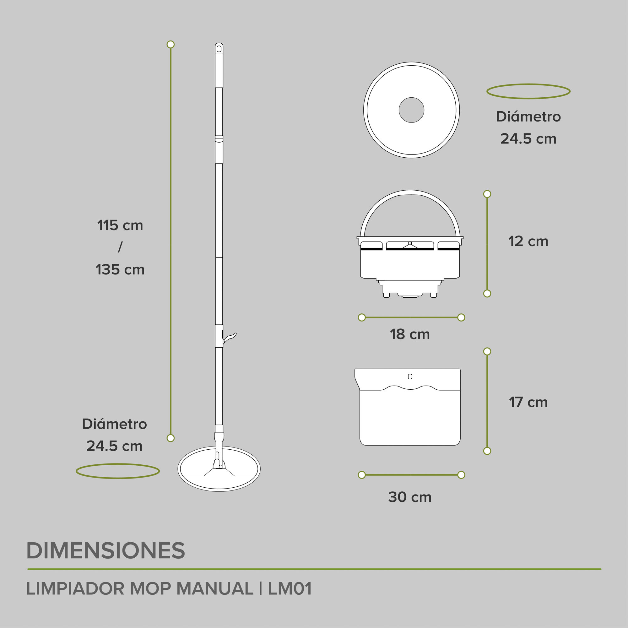 Foto 4 pulgar | Trapeador con Escurridor Avera LM01 color Blanco con Accesorios