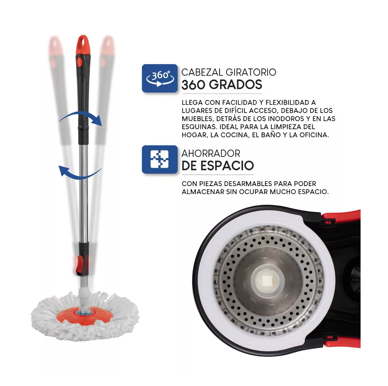Foto 5 | Trapeador Giratorio con Cubeta Belug Spin Mágico color Negro