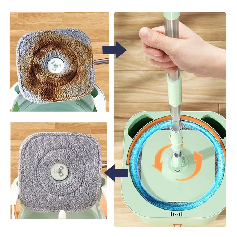 Foto 3 | Cubeta Giratoria Con Trapeador Con Mopas Lavables Incluidas Verde