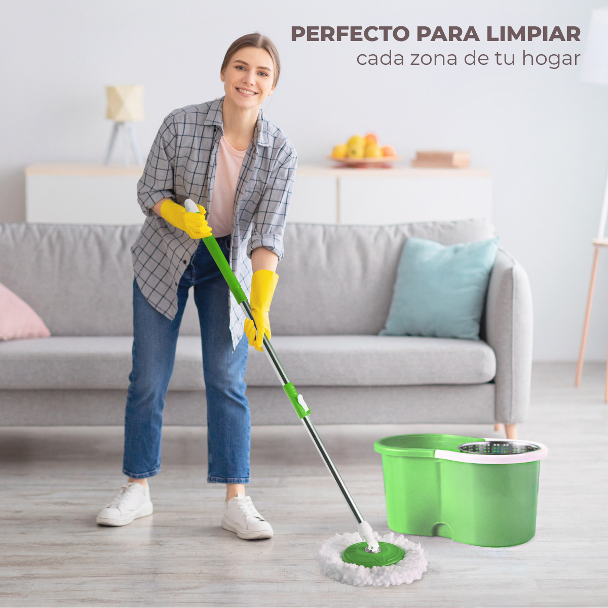 Foto 7 pulgar | Trapeador Giratorio Spin Mop 360° Verde