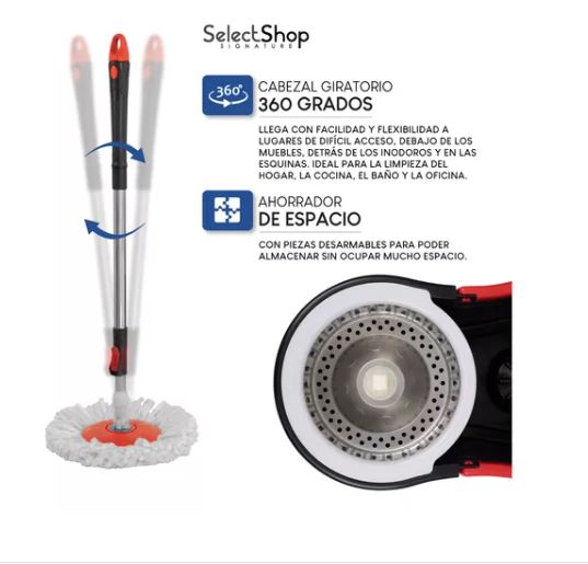 Foto 4 pulgar | Trapeador Giratorio Wünd Negro con Cubeta
