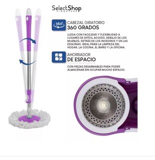 Foto 3 | Trapeador Giratorio Wünd Morado con Cubeta