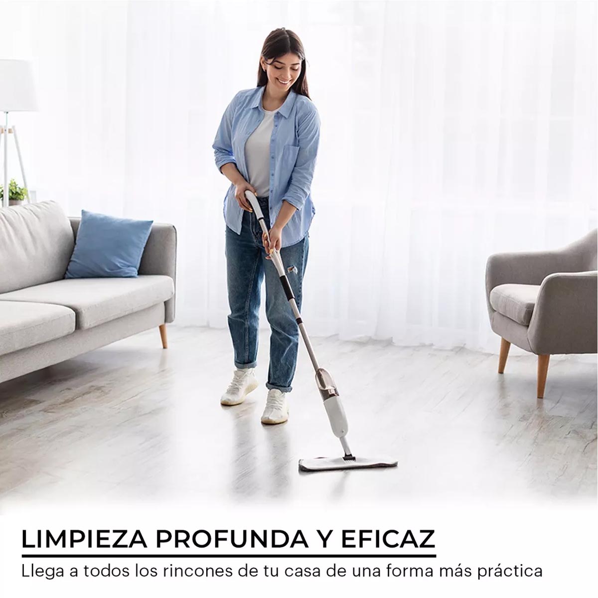 Foto 5 pulgar | Trapeador Microfibra con Atomizador Kimhi Giratorio 360