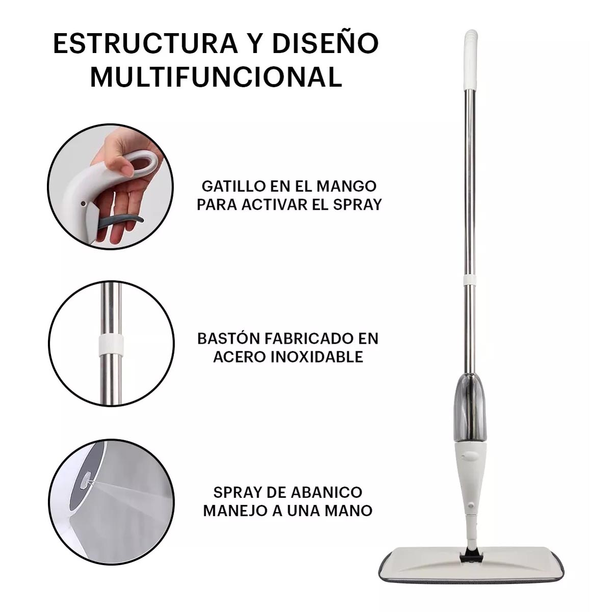 Foto 6 pulgar | Trapeador Microfibra con Atomizador Kimhi Giratorio 360