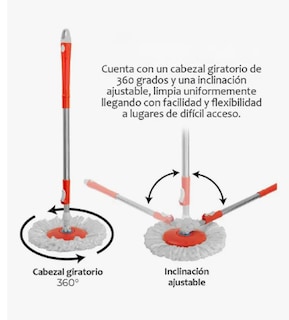 Foto 3 | Trapeador Giratorio + Cubeta Spin Mágico Microfibra