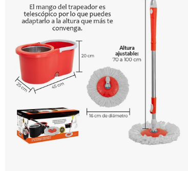 Foto 5 pulgar | Trapeador Giratorio + Cubeta Spin Mágico Microfibra