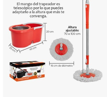 Foto 4 | Trapeador Giratorio + Cubeta Spin Mágico Microfibra