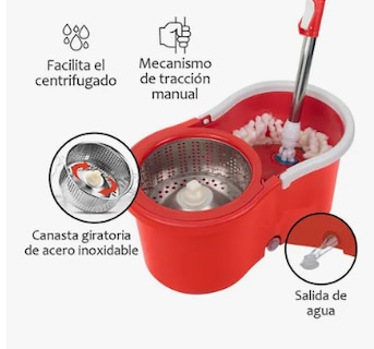 Foto 5 | Trapeador Giratorio + Cubeta Spin Mágico Microfibra