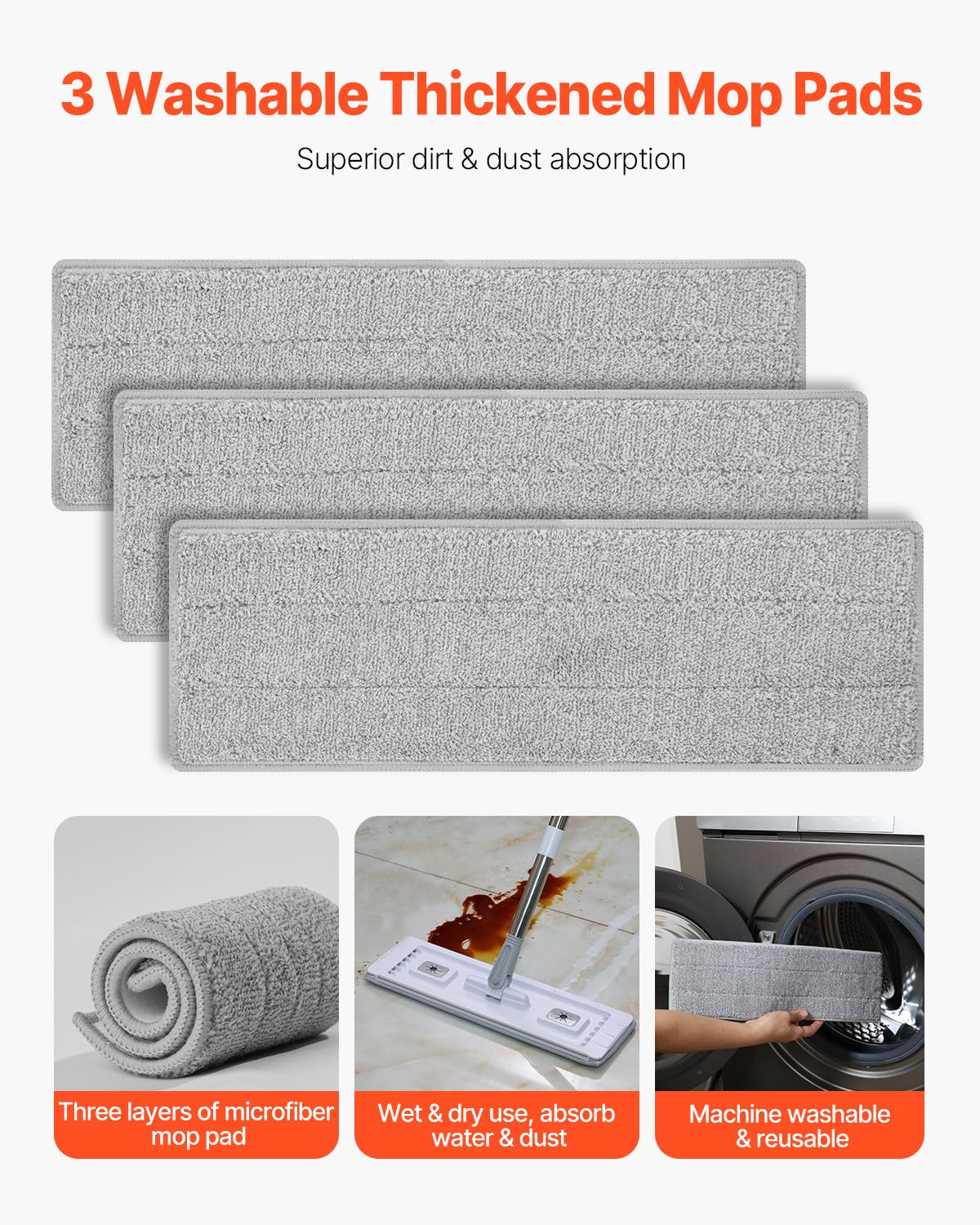 Foto 5 | Set De Mopa Y Balde Vevor Wet & Dry Con 3 Almohadillas De Microfibra - Venta Internacional.