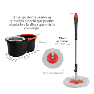 Foto 3 | Trapeador Giratorio Con Cubeta Microfibra Eo Safe Imports Esi-19435 Color Negro
