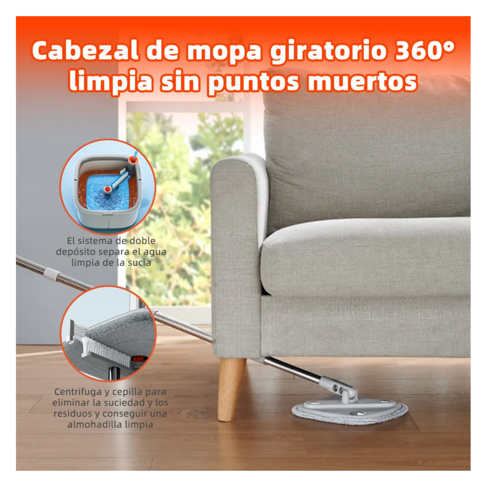 Foto 6 pulgar | Trapeador Con Cubeta Belug   Gris Claro