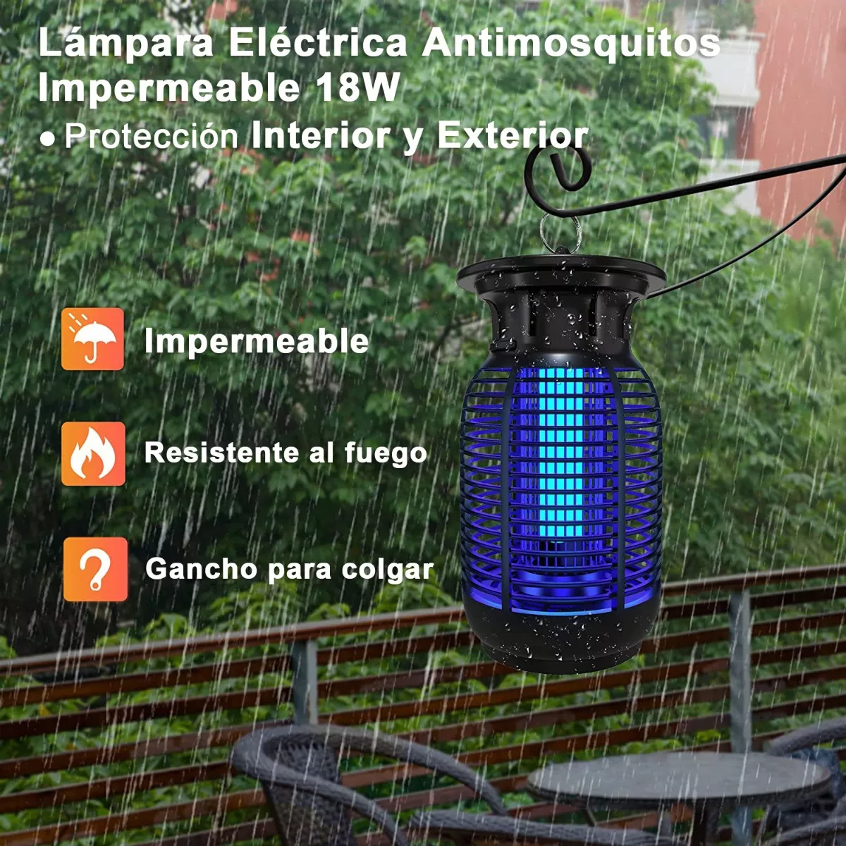 Foto 4 pulgar | Lámpara Mata Mosquitos Eléctrica Luz Uv Mosquito 18w  Eo Safe Imports Esi-14099 Negro
