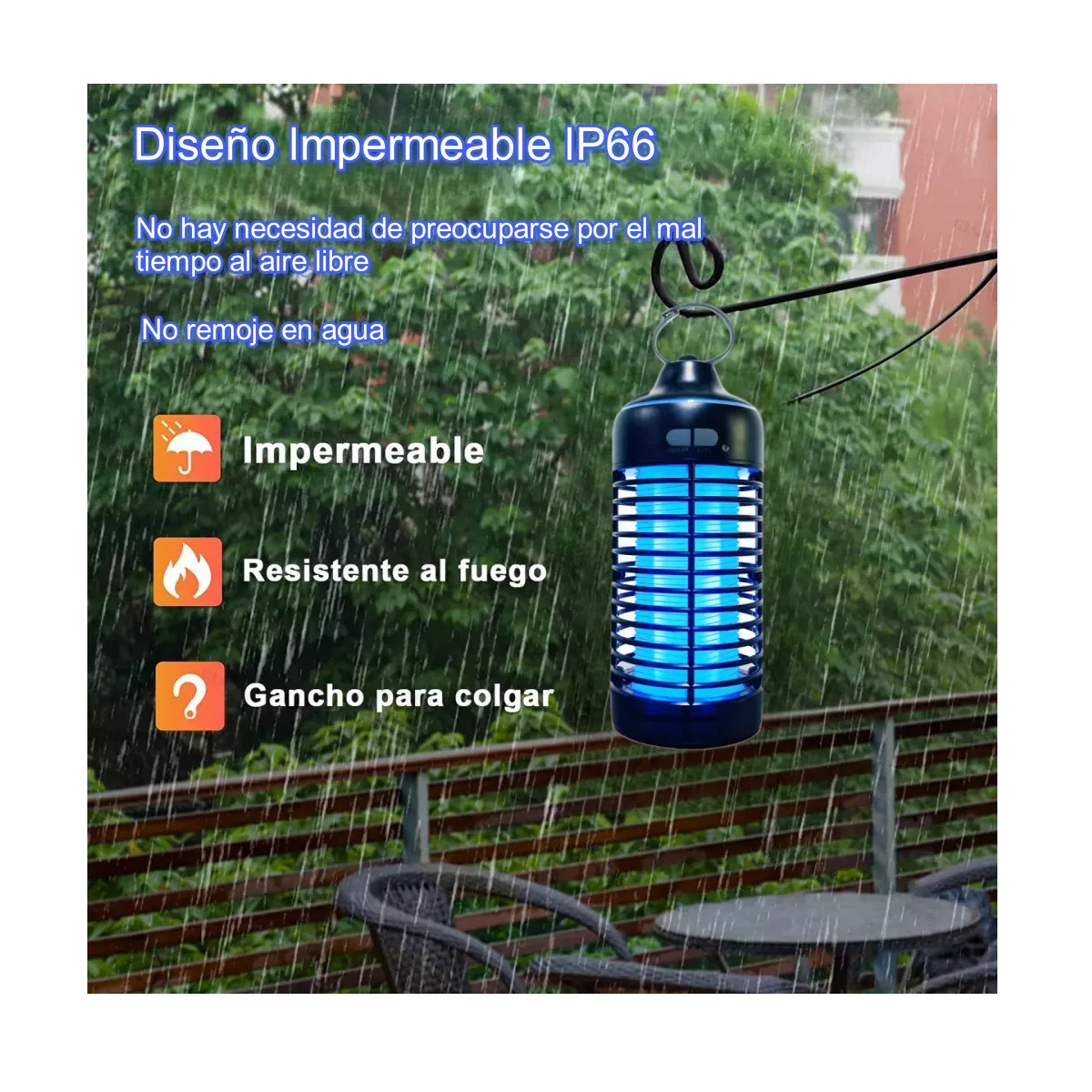 Foto 4 pulgar | Lámpara Matamosquitos Usb Recargable Impermeable Portátil Eo Safe Imports Esi-14101 Negro