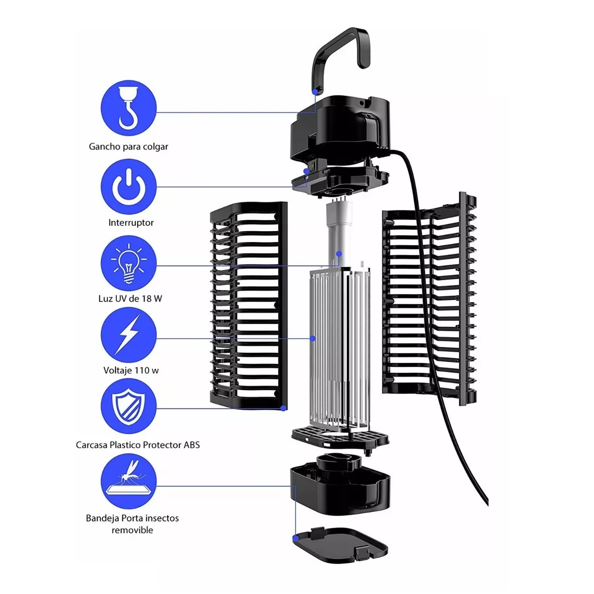 Foto 3 pulgar | Lámpara Uv Led Repelente Eléctrica Matamoscas 18 w Eo Safe Imports Esi-14097 Negro