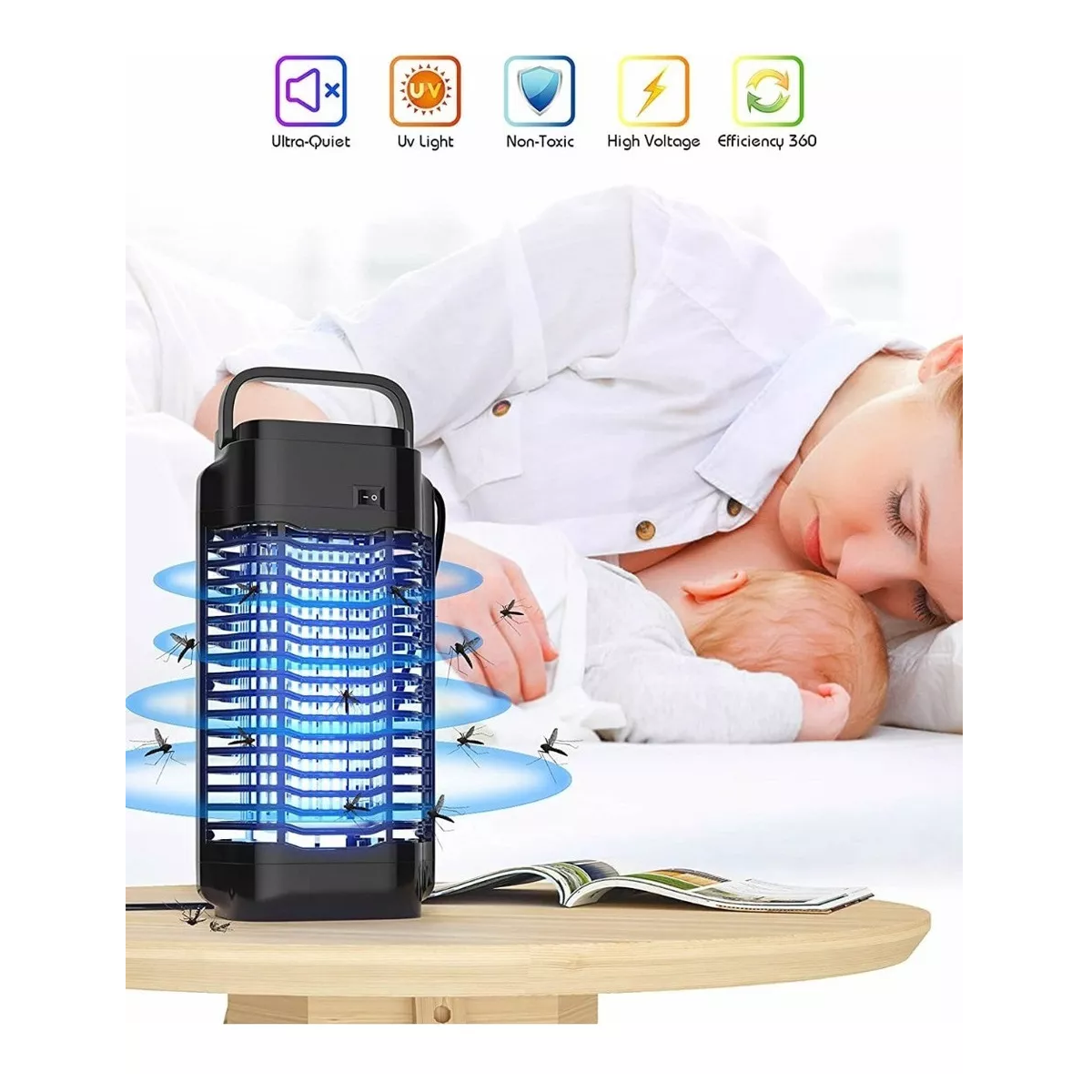 Foto 3 | Lámpara Uv Led Repelente Eléctrica Matamoscas 18 w Eo Safe Imports Esi-14097 Negro