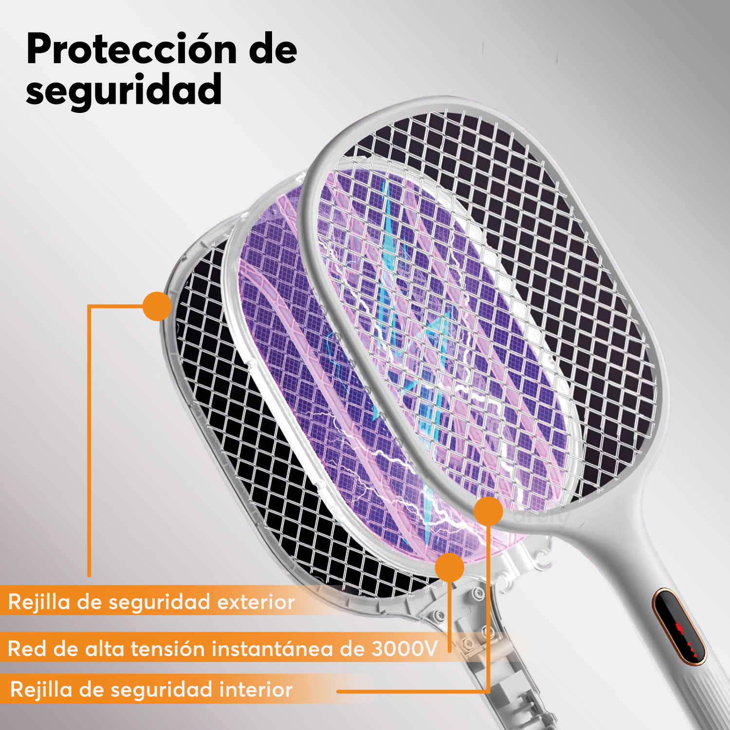Foto 3 pulgar | Archy Raqueta Mosquitos Electrica Base Recargable 3000 V Mata Moscos Repelente Insectos Electrico Mata Moscas
