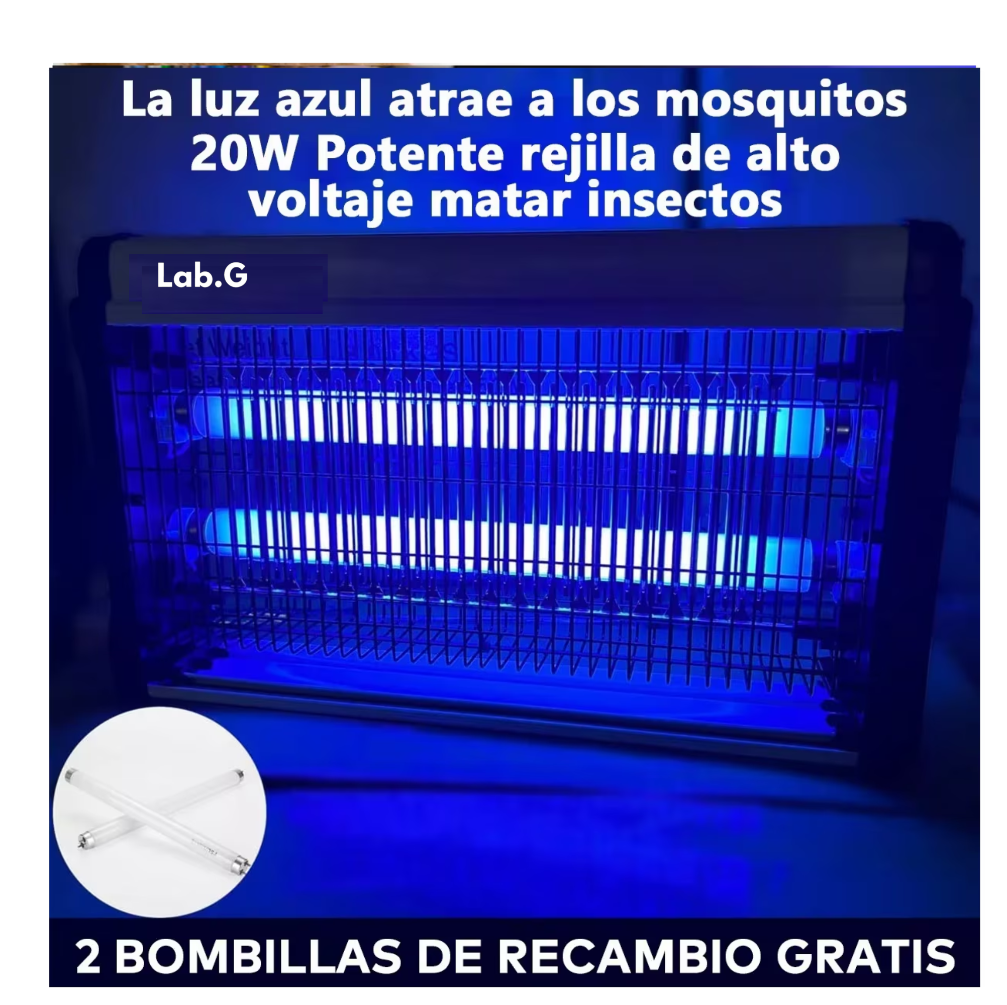 Foto 5 pulgar | Lámpara Mata Mosquitos Lab.g Eléctrico Matamoscas 20w, Negro