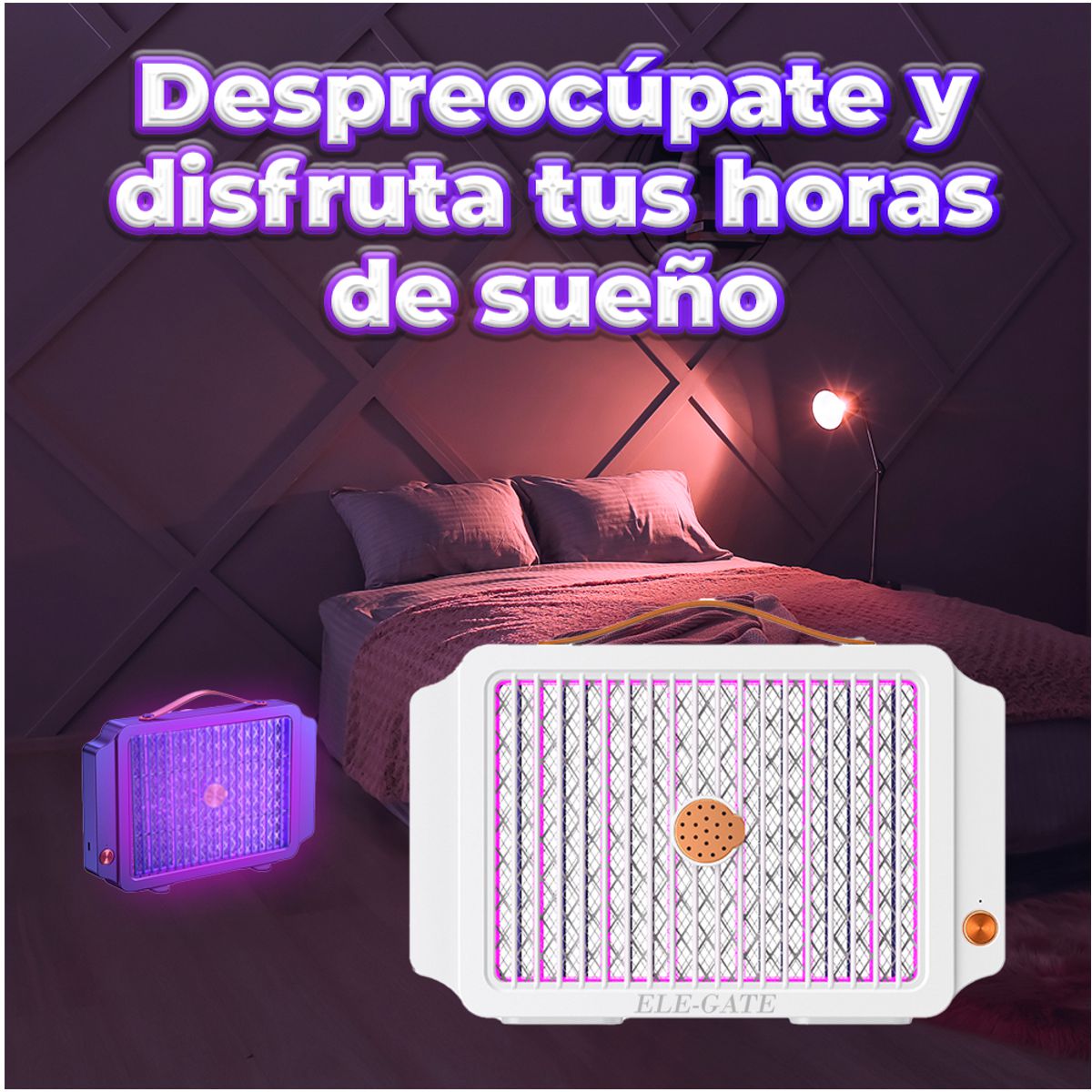 Foto 8 pulgar | Lampara Eléctrica Recargable Mata Mosquitos Con Luz Ultravioleta Y Resistencias Electrificadas